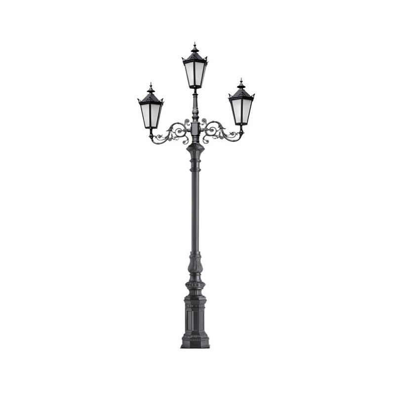 DDK-ZH-0601 Tatlong Arms Steel Garden Light Poles na may Aluminum Base